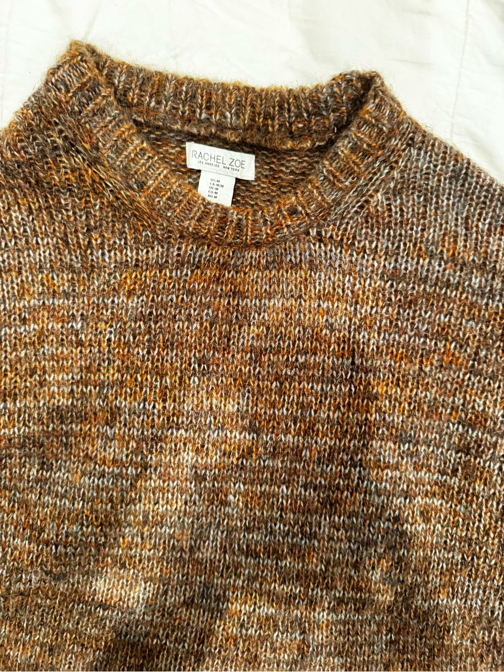 Rachel Zoe Marled Rust-Brown Crewneck Sweater - Picture 4 of 5